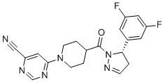 structure of CAS# 2226735-55-1, (S)-6-(4-(5-(3,5-二氟苯基)-4,5-二氢-1H-吡唑-1-羰基)哌啶-1-基)嘧啶-4-甲腈