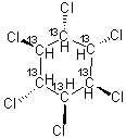 (1alpha,2alpha,3beta,4alpha,5beta,6beta)-1,2,3,4,5,6-六氯环己烷-<sup>13</sup>C6分子结构 (CAS 222966-66-7)