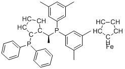 (S)-1-[(RP)-2-(二苯基膦基)二茂铁]乙基二(3,5-二甲苯基)膦分子结构 (CAS 223121-07-1)
