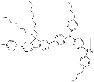 聚(N,N'-二(4-丁基苯基)-N,N'-二苯基-1,4-苯二胺-co-9,9-二辛基芴)分子结构 (CAS 223569-28-6)