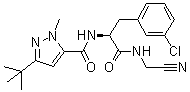 N-[(1S)-1-[(3-氯苯基)甲基]-2-[(氰基甲基)氨基]-2-氧代乙基]-3-叔丁基-1-甲基-1H-吡唑-5-甲酰胺分子结构 (CAS 225120-65-0)