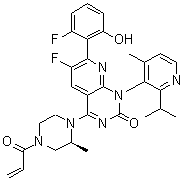 6-氟-7-(2-氟-6-羟基苯基)-1-[4-甲基-2-(1-甲基乙基)-3-吡啶基]-4-[(2S)-2-甲基-4-(1-氧代-2-丙烯-1-基)-1-哌嗪基]-吡啶并[2,3-d]嘧啶-2(1H)-酮分子结构 (CAS 2252403-56-6)
