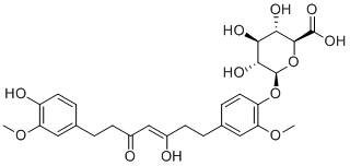 CAS # 227466-74-2, Tetrahydrocurcumin glucuronoside, (2S,3S,4S,5R,6S)-3,4,5-trihydroxy-6-[4-[(Z)-3-hydroxy-7-(4-hydroxy-3-methoxyphenyl)-5-oxohept-3-enyl]-2-methoxyphenoxy]oxane-2-carboxylic acid