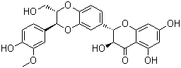 CAS # 22888-70-6, Silibinin, 2,3-Dihydro-3-(4-hydroxy-3-methoxyphenyl)-2-(hydroxymethyl)-6-(3,5,7-trihydroxy-4-oxobenzopyran-2-yl)benzodioxin, Silymarin