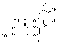CAS # 23445-00-3, Swertianolin, Bellidifolin-8-O-glucoside, 8-(beta-D-Glucopyranosyloxy)-1,5-dihydroxy-3-methoxy-9H-xanthen-9-one