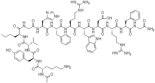 structure of CAS# 237761-41-0, N2-Acetyl-L-lysyl-L-tyrosyl-L-valyl-L-norleucylglycyl-L-histidyl-L-phenylalanyl-L-arginyl-L-tryptophyl-L-alpha-aspartyl-L-arginyl-L-phenylalanylglycinamide