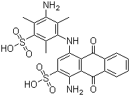 CAS # 24124-40-1, Blue Base P-3R, 1-Amino-4-(3-amino-2,4,6-trimethyl-5-sulfoanilino)-9,10-dihydro-9,10-dioxo-2-anthracenesulfonic acid, 1-Amino-4-(3-amino-2,4,6-trimethyl-5-sulfoanilino)-9,10-dihydro-9,10-dioxo-2-anthracenesulfonic acid