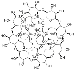 CAS # 2412952-95-3, Sugammadex Impurity 06, 6-Deoxy-6-carboxymethylthio)-heptakis(6-deoxy-6-(2-carboxymethyl)thio-gamma cyclodextrin octasodium salt