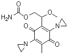 CAS # 24279-91-2, Carboquone, 2-[2-[(Aminocarbonyl)oxy]-1-methoxyethyl]-3,6-bis(1-aziridinyl)-5-methyl-2,5-cyclohexadiene-1,4-dione, Carbazilquinone, Esquinone, NSC 134679