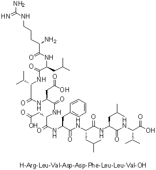 L-精氨酰-L-亮氨酰-L-缬氨酰-L-alpha-天冬氨酰-L-alpha-天冬氨酰-L-苯丙氨酰-L-亮氨酰-L-亮氨酰-L-缬氨酸分子结构 (CAS 242807-37-0)