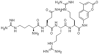 L-精氨酰-L-谷氨酰胺酰-L-精氨酰-N-(4-甲基-2-氧代-2H-1-苯并吡喃-7-基)-L-精氨酰胺分子结构 (CAS 243466-39-9)