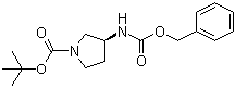 (S)-3-N-苄氧羰基氨基-1-N-叔丁氧羰基吡咯烷分子结构 (CAS 247569-07-9)