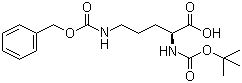 structure of CAS# 2480-93-5, N-叔丁氧羰基-N'-苄氧羰基-L-鸟氨酸