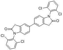 1,1'-双(2,6-二氯苯基)-[5,5'-联吲哚啉]-2,2'-二酮分子结构 (CAS 2512197-16-7)
