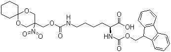 CAS 登录号：251316-95-7, N2-[(9H-芴-9-基甲氧基)羰基]-N6-[[(3-硝基-1,5-二氧杂螺[5.5]十一烷-3-基)甲氧基]羰基]-L-赖氨酸