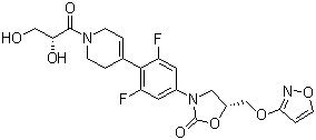CAS # 252260-02-9, Posizolid, (5R)-3-[4-[1-[(2S)-2,3-Dihydroxy-1-oxopropyl]-1,2,3,6-tetrahydro-4-pyridinyl]-3,5-difluorophenyl]-5-[(3-isoxazolyloxy)methyl]-2-oxazolidinone