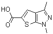 structure of CAS# 25252-46-4, 1,3-二甲基-1H-噻吩并[2,3-c]吡唑-5-羧酸