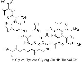 Glycyl-L-valyl-L-tyrosyl-L-alpha-aspartylglycyl-L-arginyl-L-alpha-glutamyl-L-histidyl-L-threonyl-L-valine molecular structure (CAS 252875-61-9)
