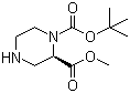 (R)-1-Boc-2-哌嗪甲酸甲酯分子结构 (CAS 252990-05-9)