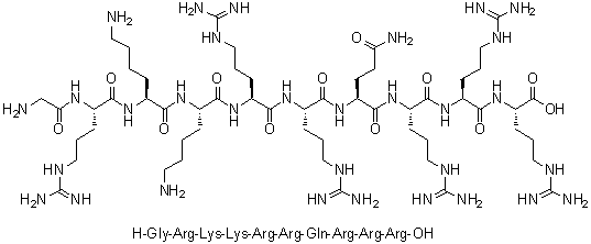 CAS # 253141-50-3, Glycyl-L-arginyl-L-lysyl-L-lysyl-L-arginyl-L-arginyl-L-glutaminyl-L-arginyl-L-arginyl-L-arginine