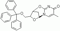 5'-三苯甲基-2'-脱氧-2,3'-双脱氢胸苷分子结构 (CAS 25442-42-6)