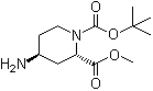 structure of CAS# 254882-09-2, (2S,4S)-4-Amino-1,2-piperidinedicarboxylic acid 1-(1,1-dimethylethyl) 2-methyl ester