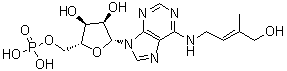 N-[(2E)-4-羟基-3-甲基-2-丁烯-1-基]-5'-腺苷酸分子结构 (CAS 25615-16-1)