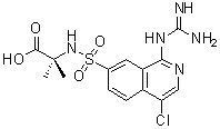 structure of CAS# 256477-09-5, N-[[1-[(氨基亚胺甲基)氨基]-4-氯-7-异喹啉基]磺酰基]-2-甲基丙氨酸