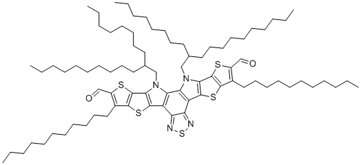 12,13-Dihydro-12,13-bis(2-octyldodecyl)-3,9-diundecyldithieno[2'',3'':4',5']thieno[2',3':4,5]pyrrolo[3,2-e:2',3'-g][2,1,3]benzothiadiazole-2,10-dicarboxaldehyde molecular structure (CAS 2599837-57-5)