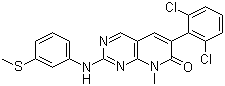 structure of CAS# 260415-63-2, 6-(2,6-Dichlorophenyl)-8-methyl-2-[[3-(methylthio)phenyl]amino]pyrido[2,3-d]pyrimidin-7(8H)-one