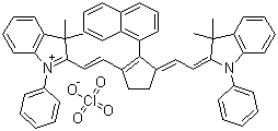 2-((E)-2-[3-[(E)-2-(3,3-二甲基-1-苯基-1,3-二氢-2H-吲哚-2-亚基)乙亚基]-2-(1-萘基)-1-环戊烯-1-基)乙烯基]-3,3-二甲基-1-苯基-3H-吲哚鎓高氯酸盐分子结构 (CAS 262607-22-7)