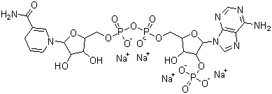 structure of CAS# 2646-71-1, Dihydronicotinamide-adenine dinucleotide phosphate tetrasodium salt