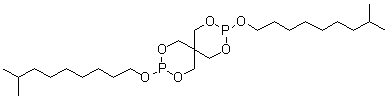 CAS # 26544-27-4, 3,9-Bis(isodecyloxy)-2,4,8,10-tetraoxa-3,9-diphosphaspiro[5.5]undecane, Diisodecyl pentaerythritol diphosphite, Doverphos 1220, HI-M-O, Pentaerythritol bis(isodecyl phosphite), Weston 600, Yiphos 3010