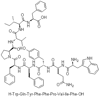 L-色氨酰-L-谷氨酰胺酰-L-酪氨酰-L-苯丙氨酰-L-苯丙氨酰-L-脯氨酰-L-缬氨酰-L-异亮氨酰-L-苯丙氨酸分子结构 (CAS 266360-23-0)