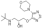 CAS # 26839-76-9, (R)-Timolol, (2R)-1-[(1,1-Dimethylethyl)amino]-3-[[4-(4-morpholinyl)-1,2,5-thiadiazol-3-yl]oxy]-2-propanol, (+)-Timolol, (R)-(+)-Timolol, (R)-Timolol, L 714465, d-Timolol