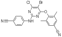 CAS 登录号：269055-76-7, 4-[[5-溴-6-氯-2-[(4-氰基苯基)氨基]-4-嘧啶基]氧基]-3,5-二甲基苯腈