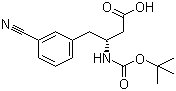 structure of CAS# 269726-83-2, N-叔丁氧羰基-(R)-3-氨基-4-(3-氰基苯基)丁酸