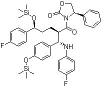 3-[(2R,5S)-5-(4-氟苯基)-2-[(S)-[(4-氟苯基(氨基)]][4-(三甲基硅)氧]苯基]甲基]-1-氧代-5-[(三甲基硅)氧]苯基]-4-苯基-(4S)-2-恶唑烷酮分子结构 (CAS 272778-12-8)