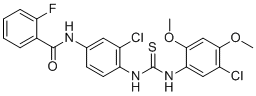 CAS # 273388-09-3, WAY 150138, N-[3-chloro-4-[(5-chloro-2,4-dimethoxyphenyl)carbamothioylamino]phenyl]-2-fluorobenzamide