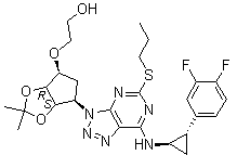 structure of CAS# 274693-26-4, 2-[[(3aS,4R,6S,6aa)-4-[7-[[(1R,2S)-2-(3,4-二氟苯基)环丙基]氨基]-5-(丙硫基)-3H-[1,2,3]三氮唑并[4,5-d]嘧啶-3-基]-2,2-二甲基-四氢-3aH-环戊烯并[d][1,3]二恶茂-6-基]氧基]乙醇