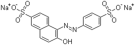 CAS 登录号：2783-94-0, 食品黄 3, 日落黄, 1-对磺酸苯基偶氮-2-羟基萘-6-磺酸二钠盐