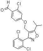 structure of CAS# 278597-32-3, 2-氯-4-[[3-(2,6-二氯苯基)-5-异丙基-4-异恶唑基]甲氧基]苯甲醛