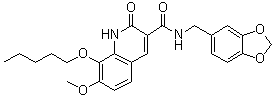 N-(1,3-苯并二氧戊环-5-基甲基)-1,2-二氢-7-甲氧基-2-氧代-8-(戊氧基)-3-喹啉甲酰胺分子结构 (CAS 282089-49-0)