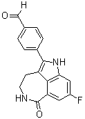 structure of CAS# 283173-84-2, 4-(8-Fluoro-3,4,5,6-tetrahydro-6-oxo-1H-azepino[5,4,3-cd]indol-2-yl)benzaldehyde