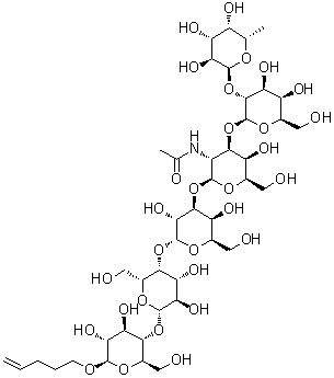 4-戊烯基 O-6-脱氧-alpha-L-吡喃半乳糖基-(1→2)-O-beta-D-吡喃半乳糖基-(1→3)-O-2-(乙酰氨基)-2-脱氧-beta-D-吡喃半乳糖基-(1→3)-O-alpha-D-吡喃半乳糖基-(1→4)-O-beta-D-吡喃半乳糖基-(1→4)-beta-D-吡喃葡萄糖苷分子结构 (CAS 284663-02-1)