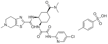 CAS # 2852734-45-1, Edoxaban (RSS)-Isomer Tosylate, N1-(5-chloropyridin-2-yl)-N2-((1R,2S,4S)-4-(dimethylcarbamoyl)-2-(5-methyl-4,5,6,7-tetrahydrothiazolo[5,4-c]pyridine-2-carboxamido)cyclohexyl)oxalamide 4-methylbenzenesulfonate