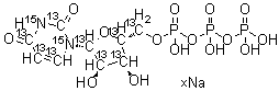 尿苷-<sup>13</sup>C<sub>9</sub>-<sup>15</sup>N<sub>2</sub> 5'-(四氢三磷酸酯)钠盐分子结构 (CAS 285978-18-9)