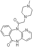 CAS 登录号：28797-61-7, 哌仑西平, 11-[2-(4-甲基哌嗪-1-基)乙酰基]-5H-吡啶并[2,3-b][1,4]苯并二氮杂卓-6-酮