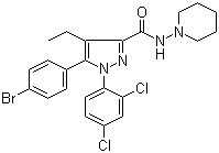 CAS # 288104-79-0, Surinabant, 5-(4-Bromophenyl)-1-(2,4-dichlorophenyl)-4-ethyl-N-1-piperidinyl-1H-pyrazole-3-carboxamide, 1-(2,4-Dichlorophenyl)-5-(4-bromophenyl)-4-ethyl-N-(piperidin-1-yl)-1H-pyrazole-3-carboxamide