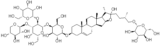 CAS # 288142-06-3, Timosaponin H1, (3beta,22alpha,25S)-26-(beta-D-Glucopyranosyloxy)-22-hydroxyfurost-5-en-3-yl O-beta-D-glucopyranosyl-(1→2)-O-[beta-D-xylopyranosyl-(1→3)]-O-beta-D-glucopyranosyl-(1→4)-beta-D-galactopyranoside